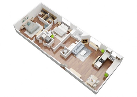Floor plan for 2 beds, 1 bath, 830 sqft